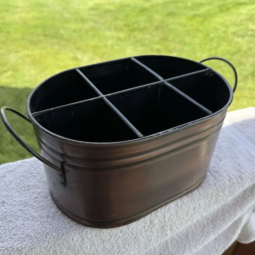 Better Homes & Gardens Metal Garden Tool Caddy Organizer 6 Compartment Bronze